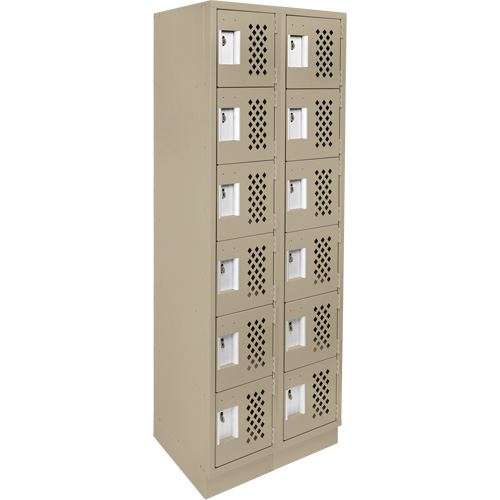 Clean-Line Perforated Lockerette, 6 -tier, Bank of 2, 15" x 72" x 12", Steel Les Distributions ICE