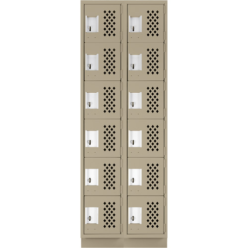 Clean-Line Perforated Lockerette, 6 -tier, Bank of 2, 15" x 72" x 12", Steel Les Distributions ICE