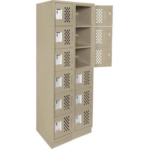 Clean-Line Perforated Lockerette, 6 -tier, Bank of 2, 15" x 72" x 12", Steel Les Distributions ICE