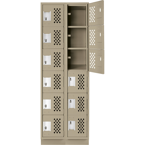 Clean-Line Perforated Lockerette, 6 -tier, Bank of 2, 15" x 72" x 12", Steel Les Distributions ICE