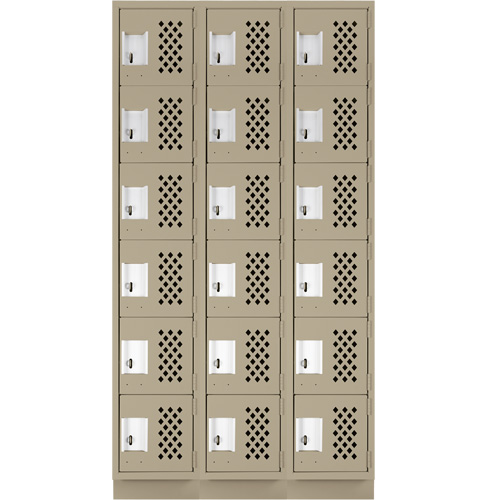 Clean-Line Perforated Lockerette, 6 -tier, Bank of 3, 15" x 72" x 12", Steel Les Distributions ICE