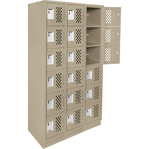 Clean-Line Perforated Lockerette, 6 -tier, Bank of 3, 15" x 72" x 12", Steel Les Distributions ICE