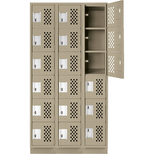 Clean-Line Perforated Lockerette, 6 -tier, Bank of 3, 15" x 72" x 12", Steel Les Distributions ICE