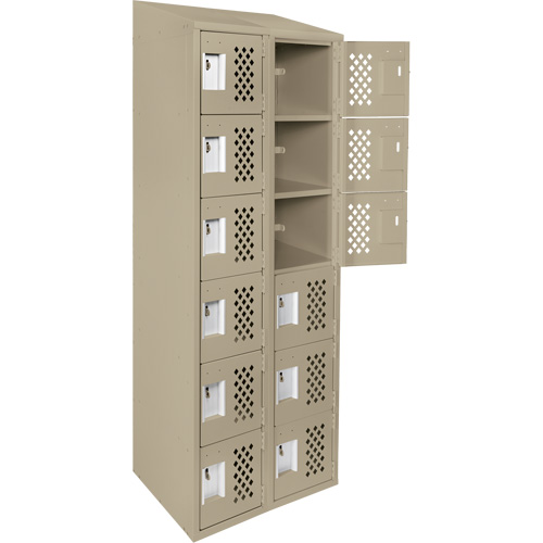Clean-Line Perforated Lockerette, 6 -tier, Bank of 2, 12" x 72" x 12", Steel Les Distributions ICE