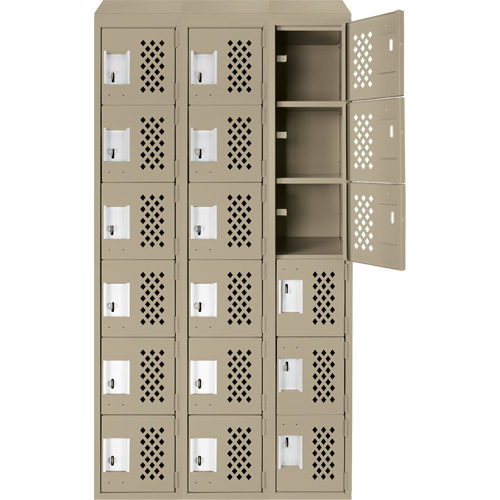 Clean-Line Perforated Lockerette, 6 -tier, Bank of 3, 12" x 72" x 12", Steel Les Distributions ICE