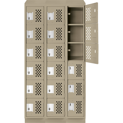 Clean-Line Perforated Lockerette, 6 -tier, Bank of 3, 12" x 72" x 12", Steel Les Distributions ICE