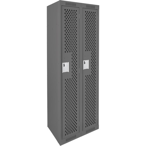 Clean Line Lockers, Bank of 2, 24" x 15" x 72", Steel, Charcoal, Rivet (Assembled), Perforated Les Distributions ICE
