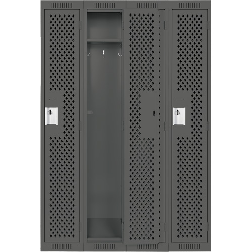 Clean Line Lockers, Bank of 4, 48" x 15" x 72", Steel, Charcoal, Rivet (Assembled), Perforated Les Distributions ICE
