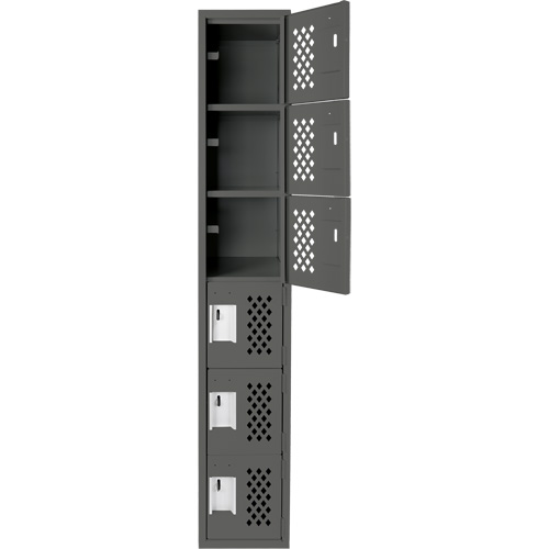 Assembled Lockerettes Clean Line Perforated Economy Lockers, 6 -tier, 18" x 72" x 12", Steel Les Distributions ICE