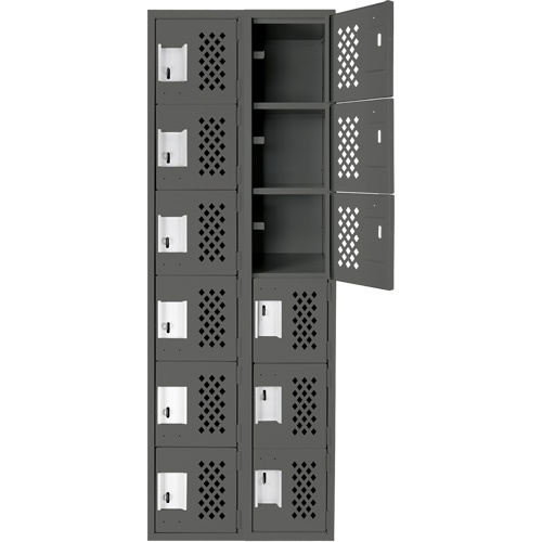 Assembled Lockerettes Clean Line Perforated Economy Lockers, 6 -tier, Bank of 2, 18" x 72" x 12", Steel Les Distributions ICE