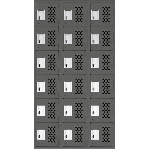 Assembled Lockerettes Clean Line Perforated Economy Lockers, 6 -tier, Bank of 3, 18" x 72" x 12", Steel Les Distributions ICE