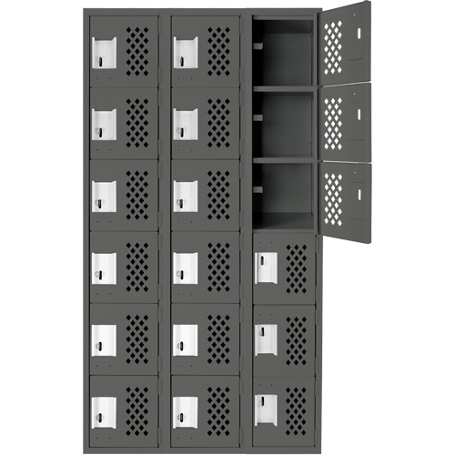 Assembled Lockerettes Clean Line Perforated Economy Lockers, 6 -tier, Bank of 3, 18" x 72" x 12", Steel Les Distributions ICE