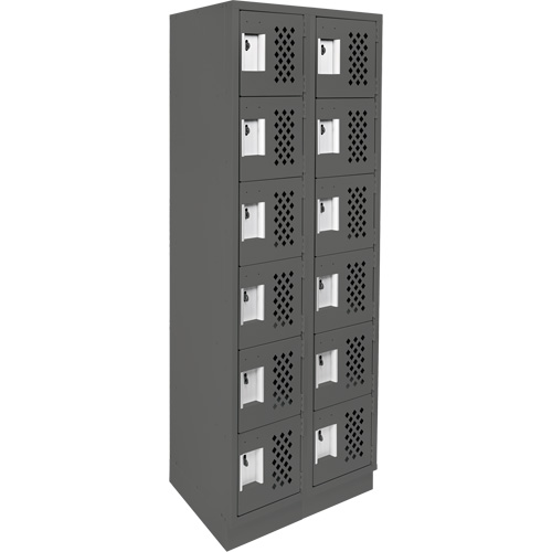 Clean-Line Perforated Lockerette, 6 -tier, Bank of 2, 15" x 72" x 12", Steel Les Distributions ICE