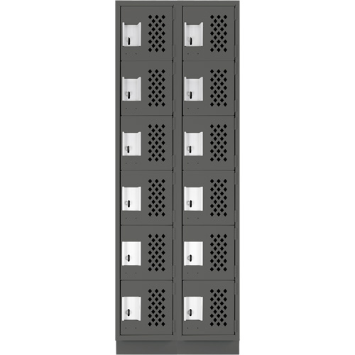 Clean-Line Perforated Lockerette, 6 -tier, Bank of 2, 15" x 72" x 12", Steel Les Distributions ICE