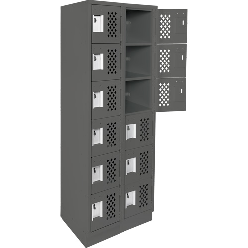 Clean-Line Perforated Lockerette, 6 -tier, Bank of 2, 15" x 72" x 12", Steel Les Distributions ICE
