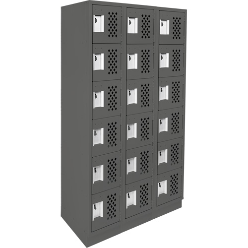 Clean-Line Perforated Lockerette, 6 -tier, Bank of 3, 15" x 72" x 12", Steel Les Distributions ICE