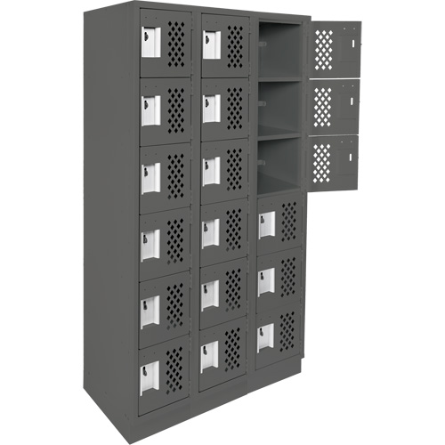 Clean-Line Perforated Lockerette, 6 -tier, Bank of 3, 15" x 72" x 12", Steel Les Distributions ICE
