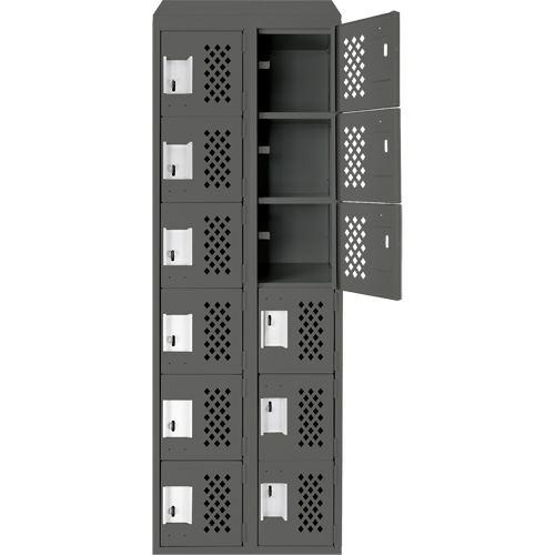 Clean-Line Perforated Lockerette, 6 -tier, Bank of 2, 12" x 72" x 12", Steel Les Distributions ICE