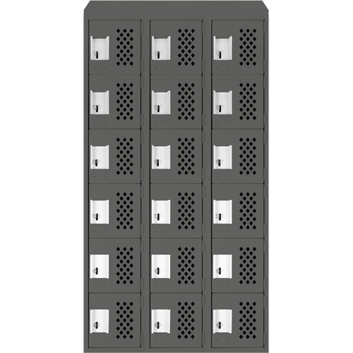 Petit casier perfor&eacute; Clean-Line, 6 niveaux, Bloc de 3, 12" x 72" x 12", Acier Les Distributions ICE