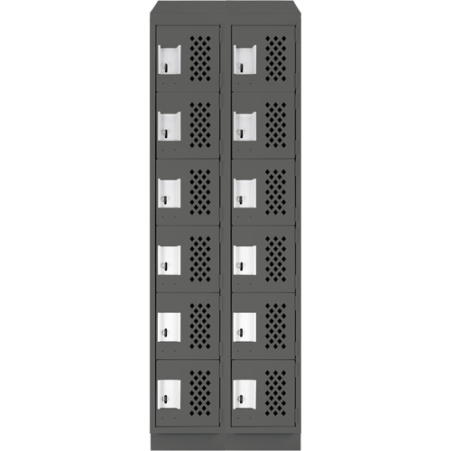 Clean-Line Perforated Lockerette, 6 -tier, Bank of 2, 12" x 72" x 12", Steel Les Distributions ICE