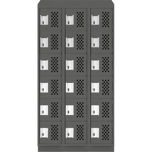 Clean-Line Perforated Lockerette, 6 -tier, Bank of 3, 12" x 72" x 12", Steel Les Distributions ICE