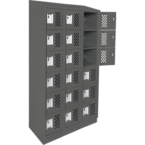 Clean-Line Perforated Lockerette, 6 -tier, Bank of 3, 12" x 72" x 12", Steel Les Distributions ICE