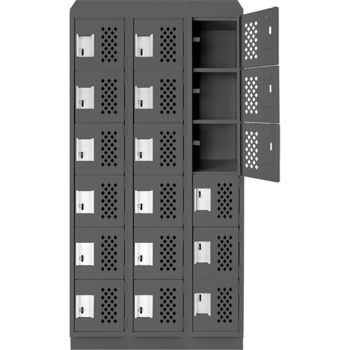 Clean-Line Perforated Lockerette, 6 -tier, Bank of 3, 12" x 72" x 12", Steel Les Distributions ICE