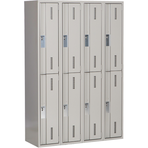 Casiers robustes Concorde, 2 niveaux, Bloc de 4, 48" x 18" x 72", Acier, Gris, Soud&eacute; (assembl&eacute;) Les Distributions ICE