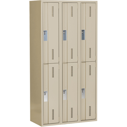 Casiers robustes Concorde, 2 niveaux, Bloc de 3, 36" x 18" x 72", Acier, Beige, Soud&eacute; (assembl&eacute;) Les Distributions ICE