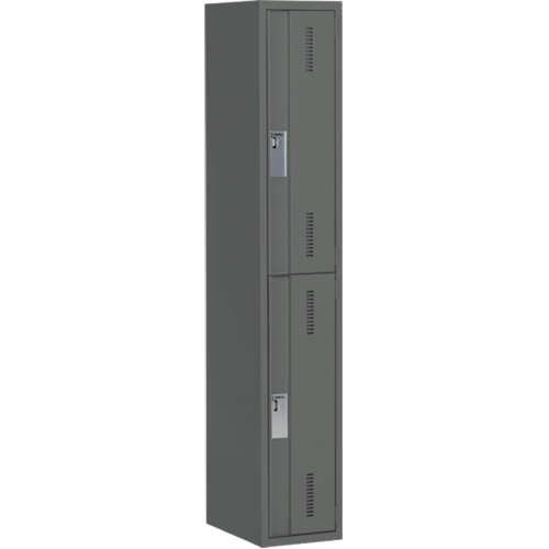 Concorde Heavy-Duty Lockers, 2 -tier, 12" x 18" x 72", Steel, Charcoal, Welded (Assembled) Les Distributions ICE