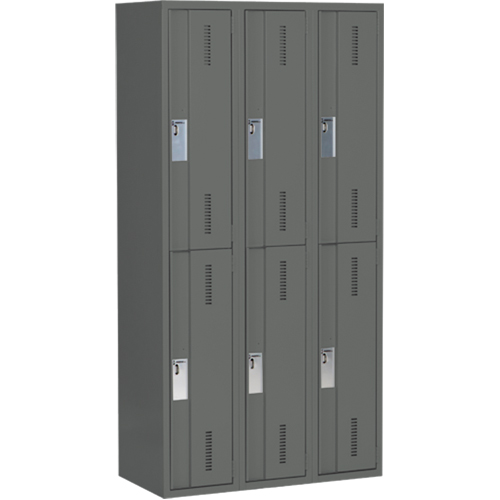 Casiers robustes Concorde, 2 niveaux, Bloc de 3, 36" x 18" x 72", Acier, Charbon, Soud&eacute; (assembl&eacute;) Les Distributions ICE
