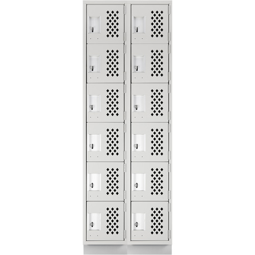 Clean-Line Perforated Lockerette, 6 -tier, Bank of 2, 15" x 72" x 12", Steel Les Distributions ICE