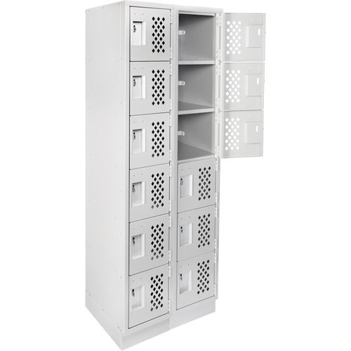 Clean-Line Perforated Lockerette, 6 -tier, Bank of 2, 15" x 72" x 12", Steel Les Distributions ICE