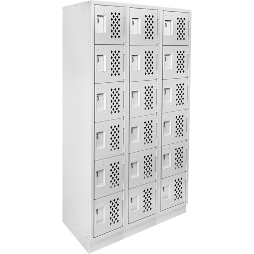 Clean-Line Perforated Lockerette, 6 -tier, Bank of 3, 15" x 72" x 12", Steel Les Distributions ICE