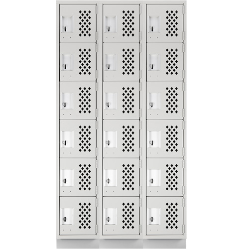 Clean-Line Perforated Lockerette, 6 -tier, Bank of 3, 15" x 72" x 12", Steel Les Distributions ICE