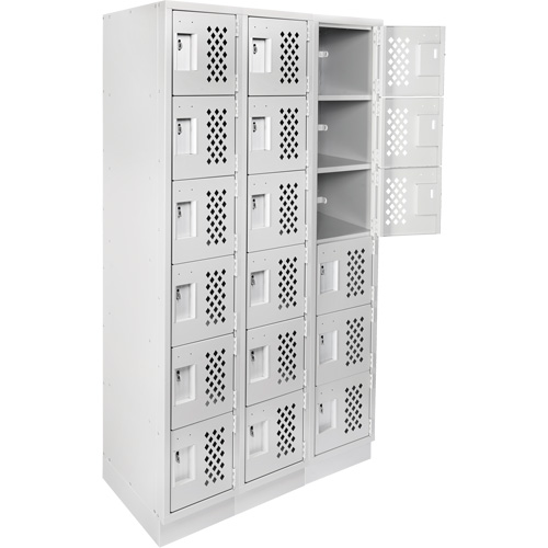 Clean-Line Perforated Lockerette, 6 -tier, Bank of 3, 15" x 72" x 12", Steel Les Distributions ICE