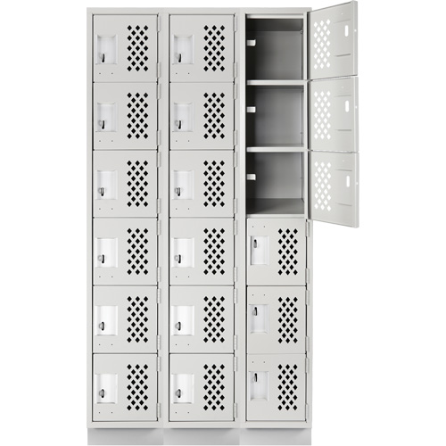 Clean-Line Perforated Lockerette, 6 -tier, Bank of 3, 15" x 72" x 12", Steel Les Distributions ICE