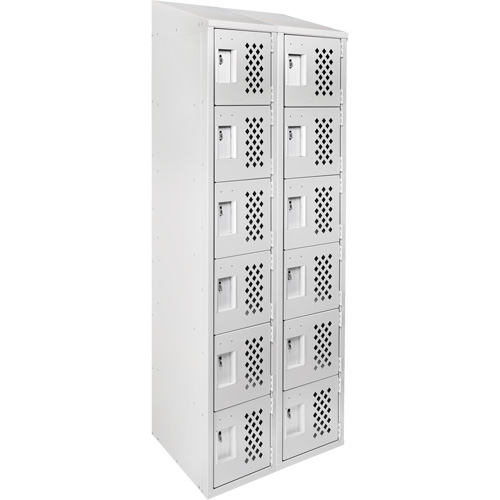 Clean-Line Perforated Lockerette, 6 -tier, Bank of 2, 12" x 72" x 12", Steel Les Distributions ICE