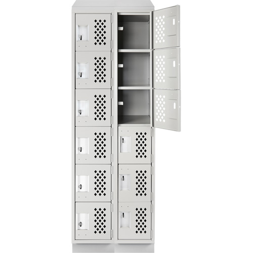 Clean-Line Perforated Lockerette, 6 -tier, Bank of 2, 12" x 72" x 12", Steel Les Distributions ICE