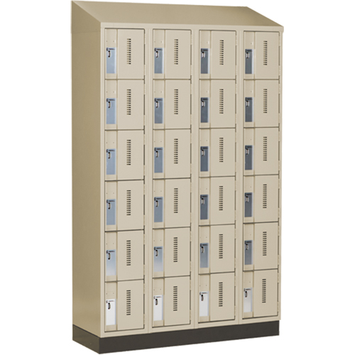 Concorde Heavy-Duty Lockers, 6 -tier, Bank of 4, 48" x 18" x 82", Steel, Beige, Welded (Assembled) Les Distributions ICE