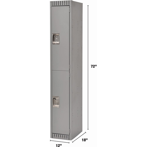 Lockers, 2 -tier, 12" x 18" x 72", Steel, Grey, Knocked Down Les Distributions ICE