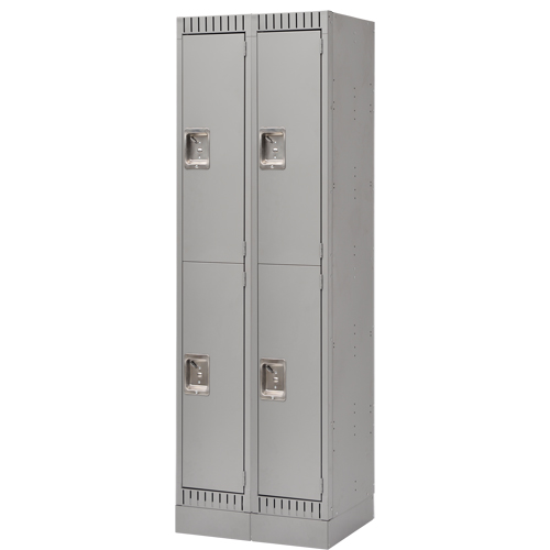 Assembled Lockers, 2 -tier, Bank of 2, 24" x 18" x 72", Steel, Grey, Rivet (Assembled) Les Distributions ICE