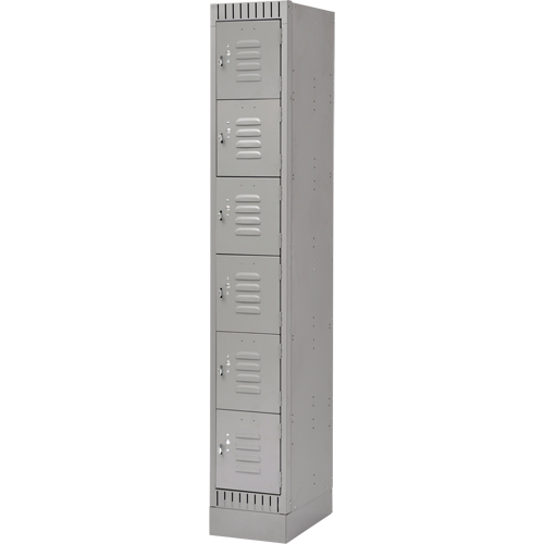 Lockers, 6 -tier, 12" x 18" x 76", Steel, Grey, Knocked Down Les Distributions ICE