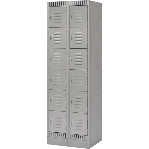 Lockers, 6 -tier, Bank of 2, 24" x 18" x 76", Steel, Grey, Knocked Down Les Distributions ICE