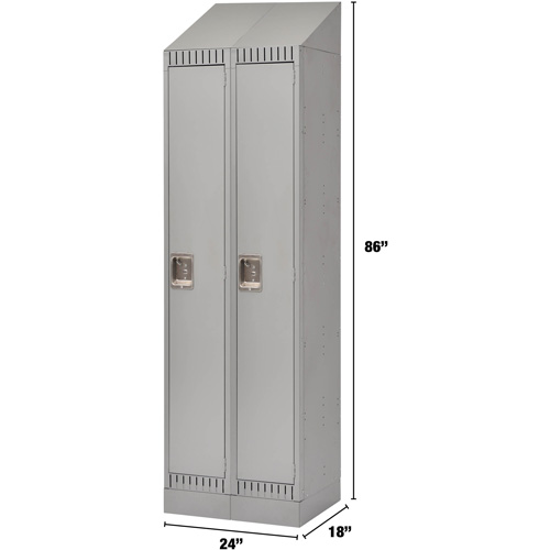 Lockers, Bank of 2, 24" x 18" x 86", Steel, Grey, Knocked Down Les Distributions ICE