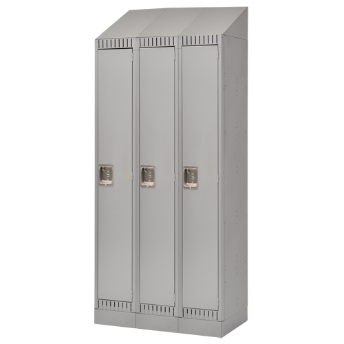 Lockers, Bank of 3, 36" x 18" x 86", Steel, Grey, Knocked Down Les Distributions ICE