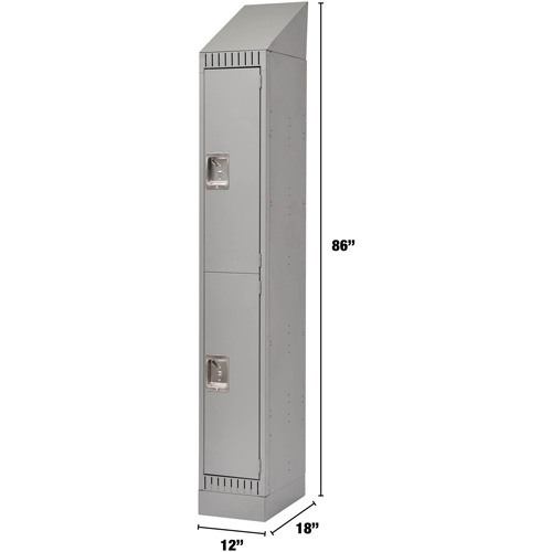 Lockers, 2 -tier, 12" x 18" x 86", Steel, Grey, Knocked Down Les Distributions ICE