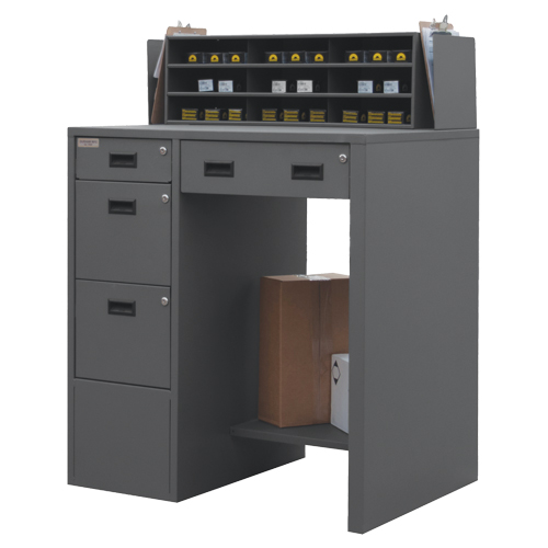 Shop Desk, 39" W x 29" D x 53" H, Grey Les Distributions ICE