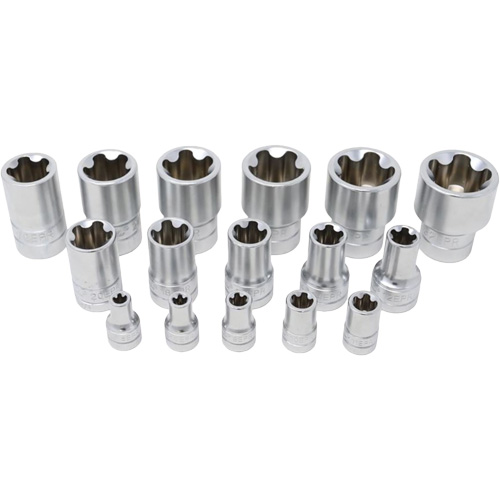 5-Point EPR Torx Socket Set, 16 Pieces, 1/4"/3/8"/1/2" Drive Size Les Distributions ICE