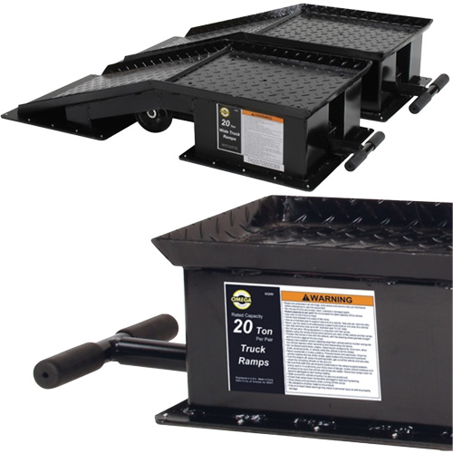 Rampes pour camions lourds avec longue poign&eacute;e en T, Capacit&eacute; 40 000 lb, 45" lo, 13-1/2" la, Hauteur de 9-19/50" Les Distributions ICE